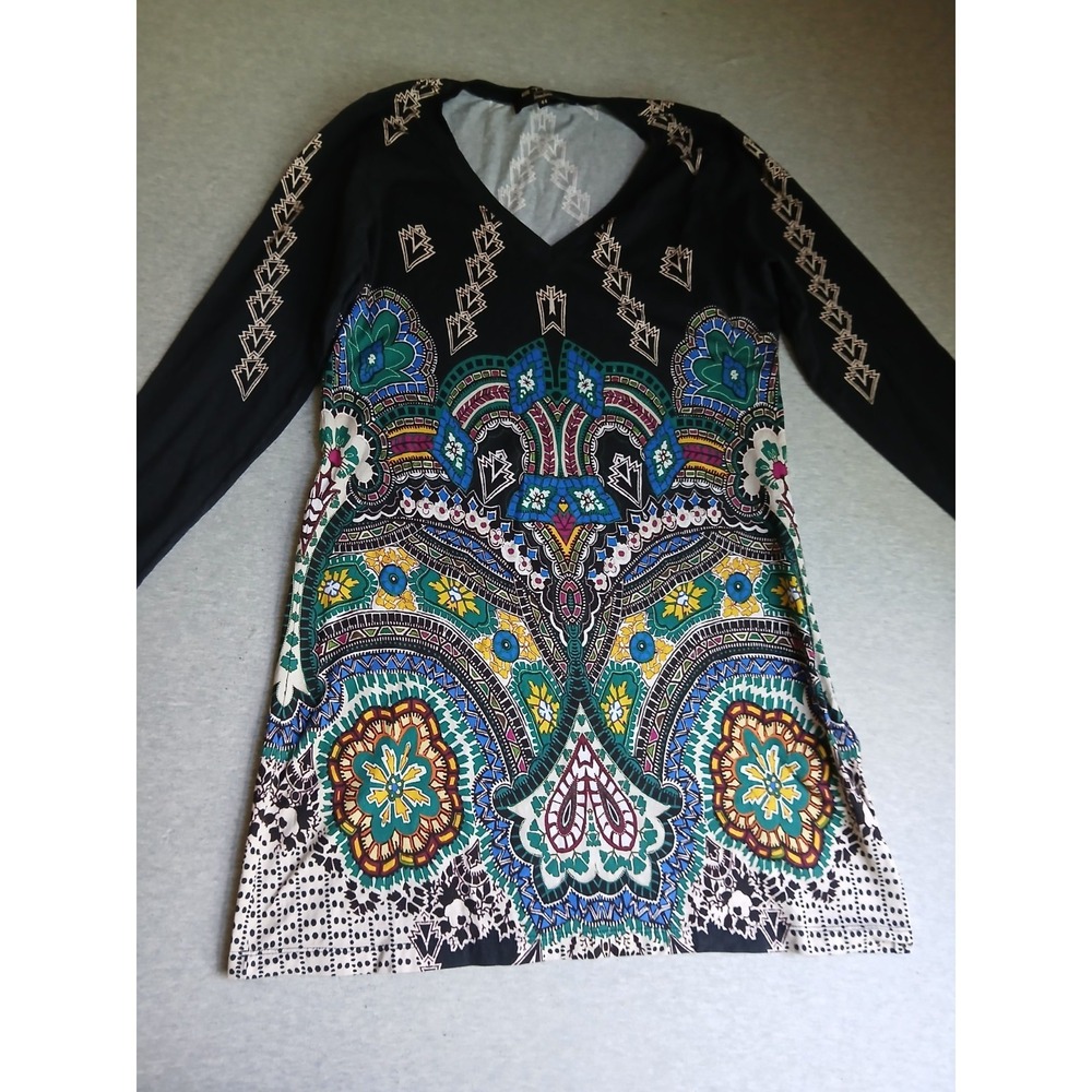 Etro Top Womens 44 Paisley Printed Long Sleeve V Neck Classic Designer Y2k